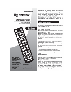 Manual de uso Steren RM-2000 Control remoto
