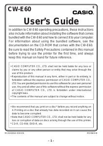 Manual Casio CW-E60 Label Printer