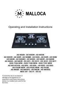 Handleiding Malloca AS 9602DG Kookplaat