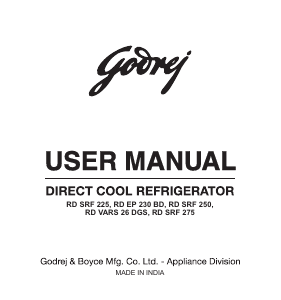 Manual Godrej RD EDGEPRO 205C 33 TAF Refrigerator