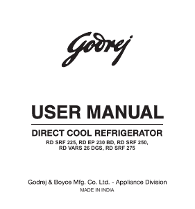 Manual Godrej RD EDGEPRO 225D 43 TAI Refrigerator