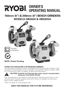 Manual Ryobi HBG825A Bench Grinder