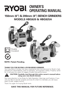 Bruksanvisning Ryobi HBG620 Bänkslipmaskin