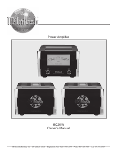 Manual McIntosh MC-2kw Amplifier