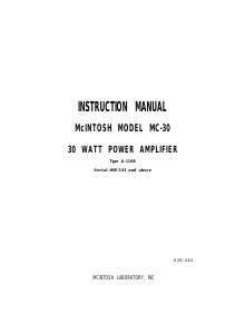 Manual McIntosh MC-30 Amplifier