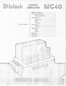 Handleiding McIntosh MC-40 Versterker