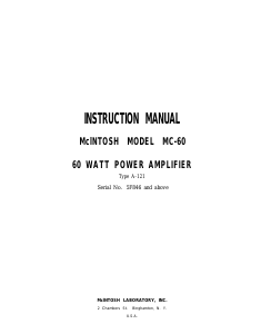 Manual McIntosh MC-60 Amplifier