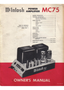 Manual McIntosh MC-75 Amplifier