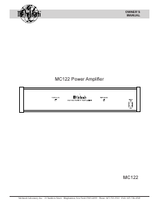 Manual McIntosh MC-122 Amplifier