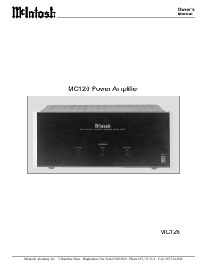 Manual McIntosh MC-126 Amplifier