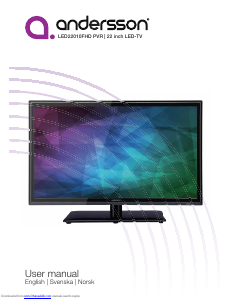 Bruksanvisning Andersson LED22010FHD PVR LED-TV