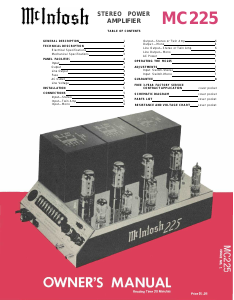 Handleiding McIntosh MC-225 Versterker