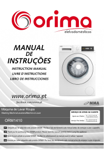 Manual Orima ORM 1410 Máquina de lavar roupa