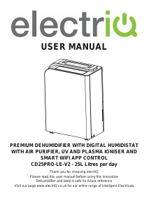 Manual ElectriQ CD25PRO-LE-V2 Dehumidifier