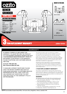 Manual Ozito OZBG150WA Bench Grinder