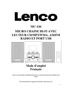 Mode d’emploi Lenco MC-144 Stéréo