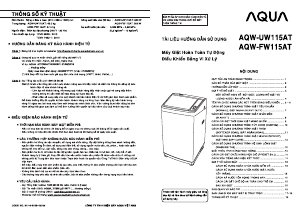 Hướng dẫn sử dụng Aqua AQW-UW115AT Máy giặt