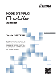 Mode d’emploi iiyama ProLite X2775HDS Moniteur LCD