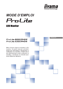 Mode d’emploi iiyama ProLite B2209HDS Moniteur LCD