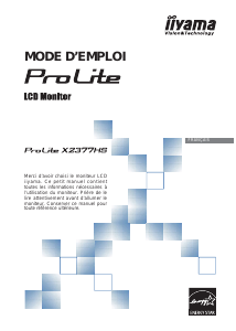 Mode d’emploi iiyama ProLite X2377HS Moniteur LCD