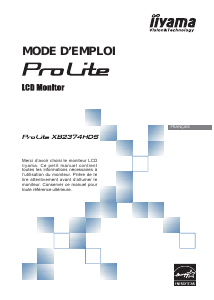 Mode d’emploi iiyama ProLite XB2374HDS Moniteur LCD