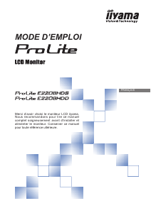 Mode d’emploi iiyama ProLite E2208HDD Moniteur LCD