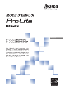 Mode d’emploi iiyama ProLite E2271HDSD Moniteur LCD