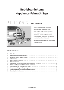 Bedienungsanleitung Unitec Basic Vario 75323 Fahrradträger