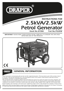 Handleiding Draper PG28W Generator