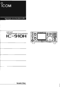 Mode d’emploi Icom IC-910H Émetteur-récepteur