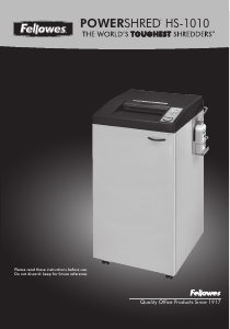 Manual Fellowes HS-1010 Powershred Paper Shredder