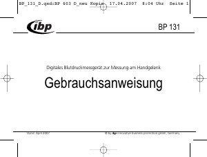 Bedienungsanleitung ibp BP 131 Blutdruckmessgerät