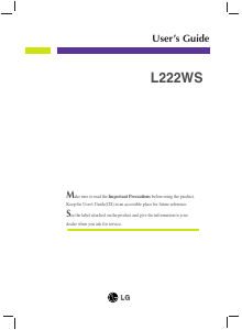 Manual LG L222WS-BN LCD Monitor