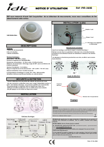 Mode d’emploi IDK PIR-360B Détecteur de mouvement