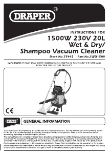 Manual Draper SWD1500 Vacuum Cleaner