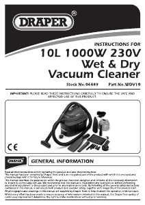 Manual Draper WDV10 Vacuum Cleaner