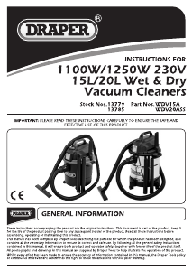 Manual Draper WDV20ASS Vacuum Cleaner