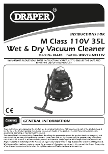 Manual Draper WDV35LMC110V Vacuum Cleaner