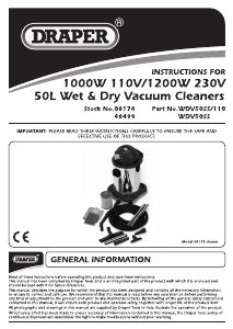 Manual Draper WDV50SS Vacuum Cleaner