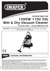 Manual Draper WDV50SS/110A Vacuum Cleaner