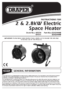 Manual Draper ESH2800B Heater