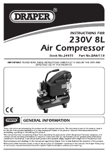 Handleiding Draper DA8/118 Compressor