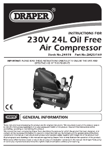 Handleiding Draper DA25/169 Compressor