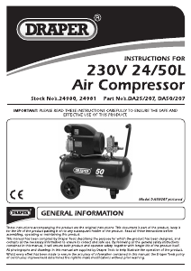 Manual Draper DA25/207 Compressor