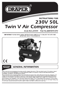 Handleiding Draper DA50/412TV Compressor