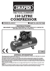 Handleiding Draper DA150/392B Compressor