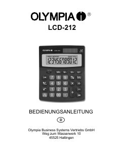 Bedienungsanleitung Olympia LCD 212 Rechner