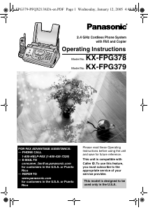 Manual Panasonic KX-FPG379 Fax Machine