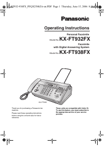 Manual Panasonic KX-FT932FX Fax Machine