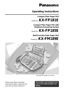 Manual Panasonic KX-FP181E Fax Machine